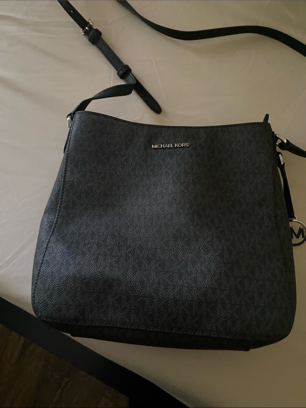 Michael Kors Black MK Signature Messenger Bag for Women